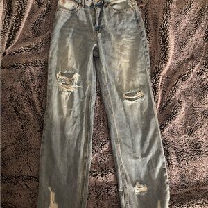 Urban Outfitters Distressed Blue Straight Leg Jeans